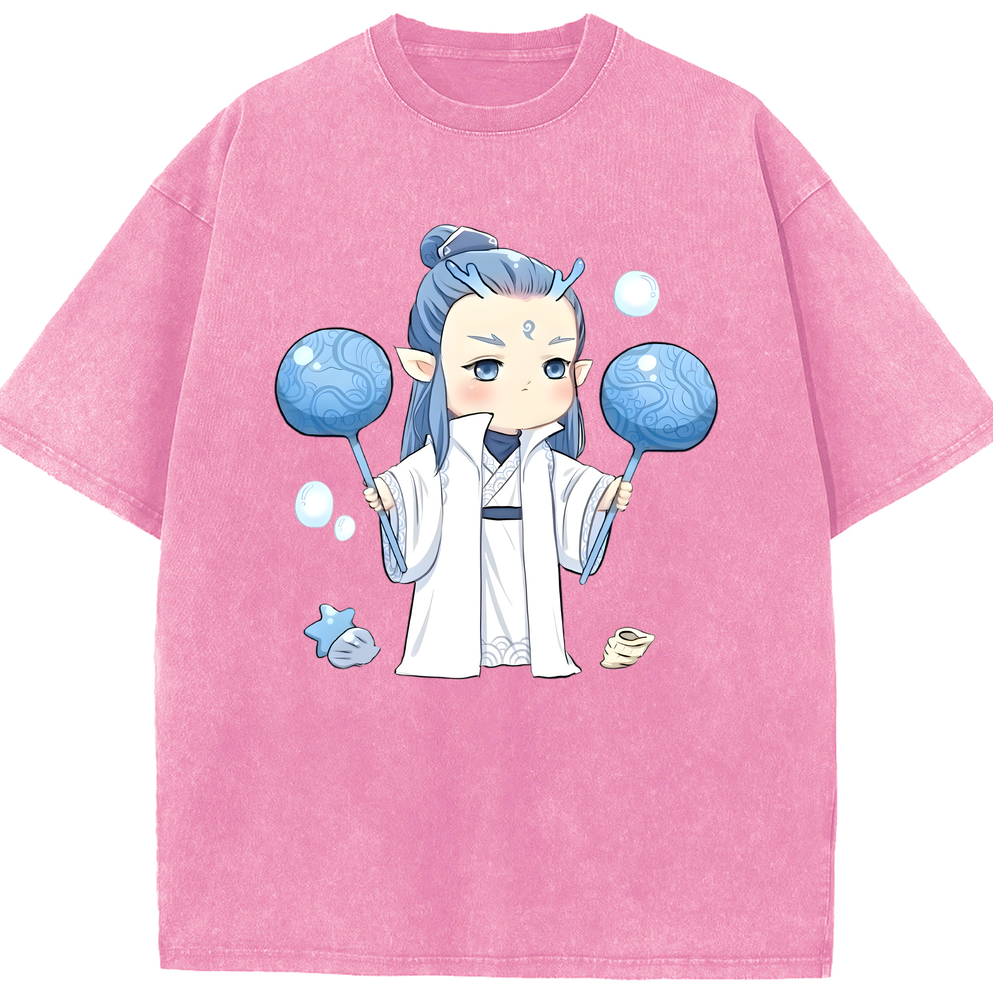 （画像用） Ne Zha 2 ナタ 魔童の大暴れ 綿100% ヴィンテージ風 半袖Tシャツ（フロントプリント）